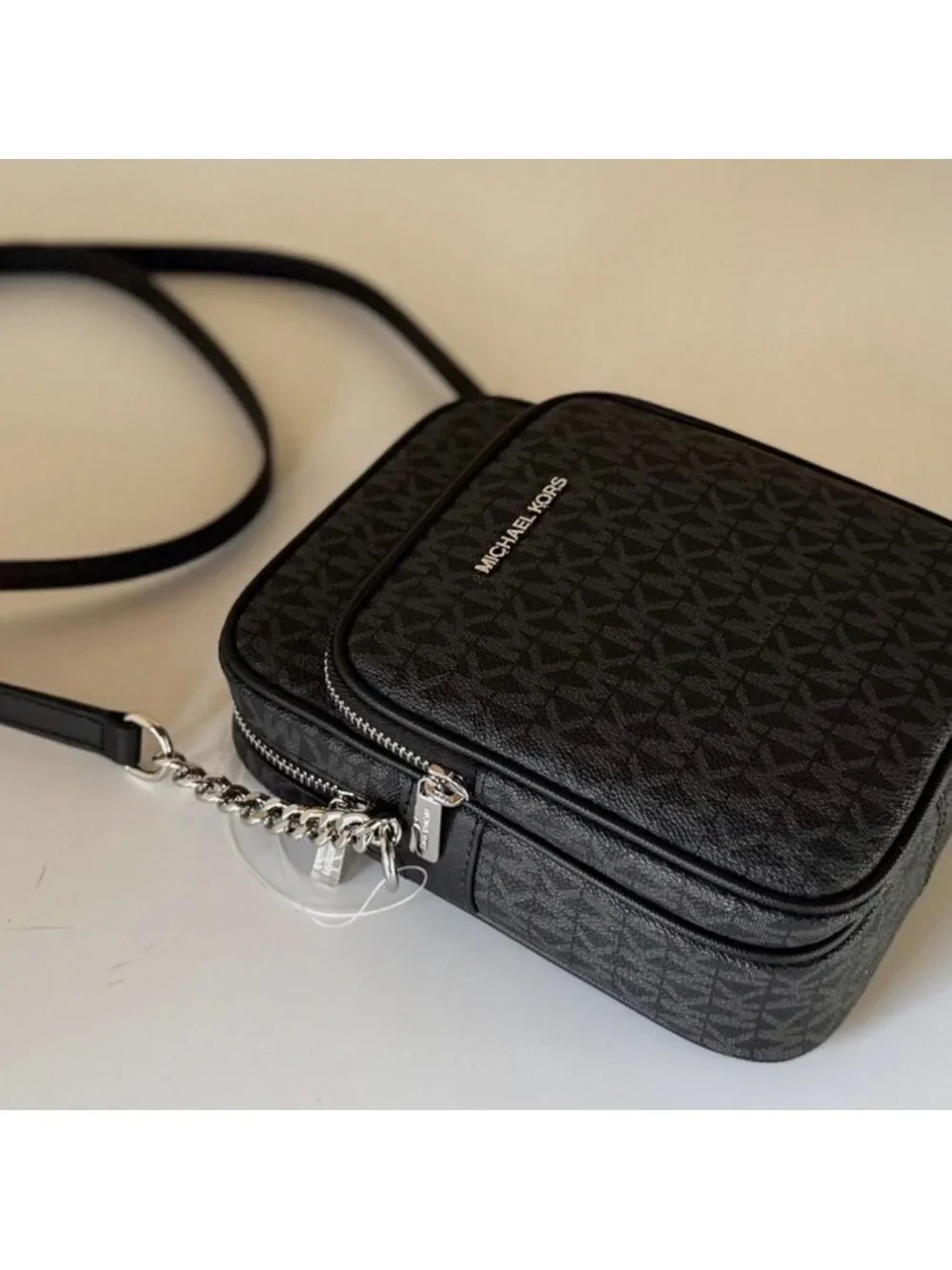 Michael Kors Black Monogram Jet Set Crossbody Bag